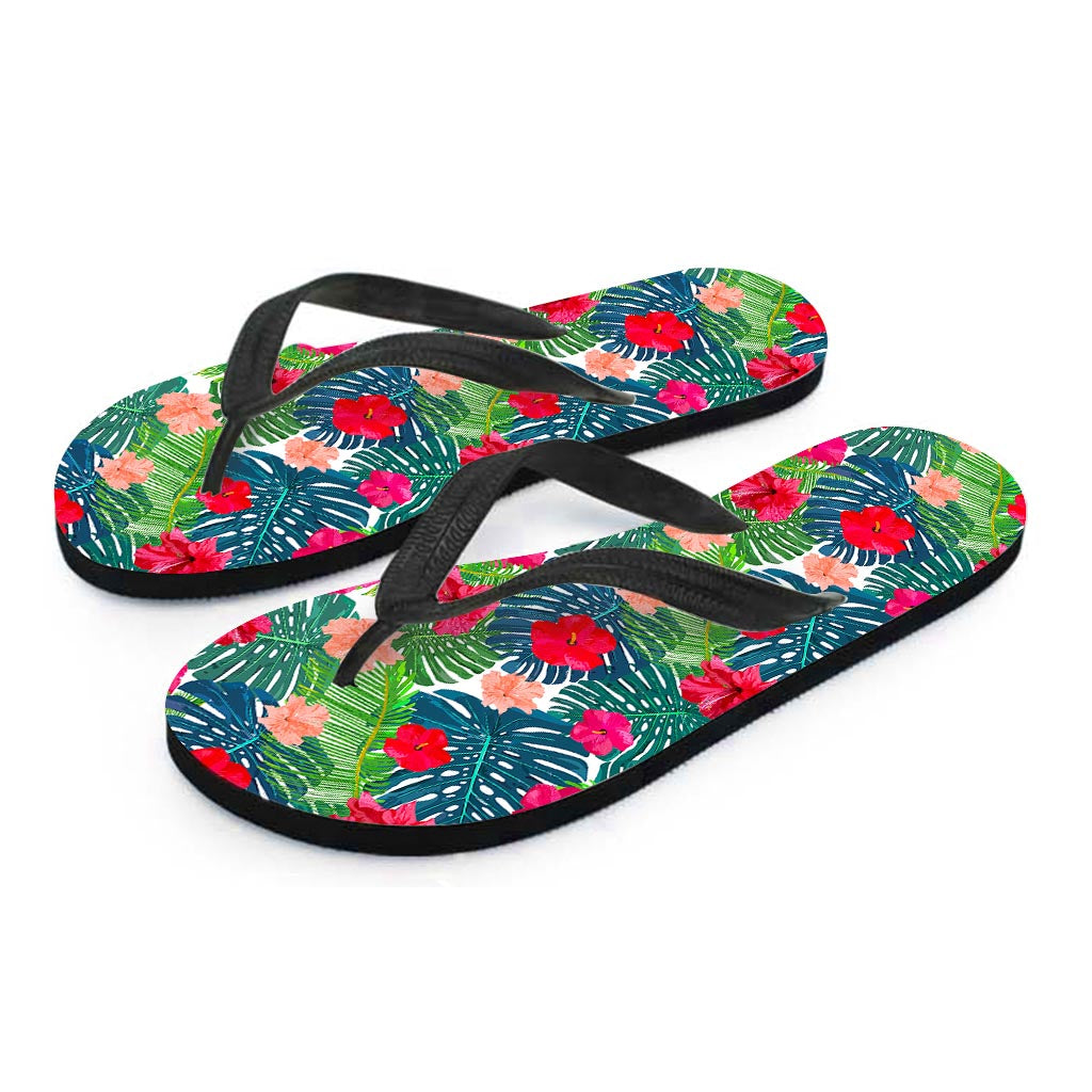 Colorful Hawaii Floral Pattern Print Flip Flops