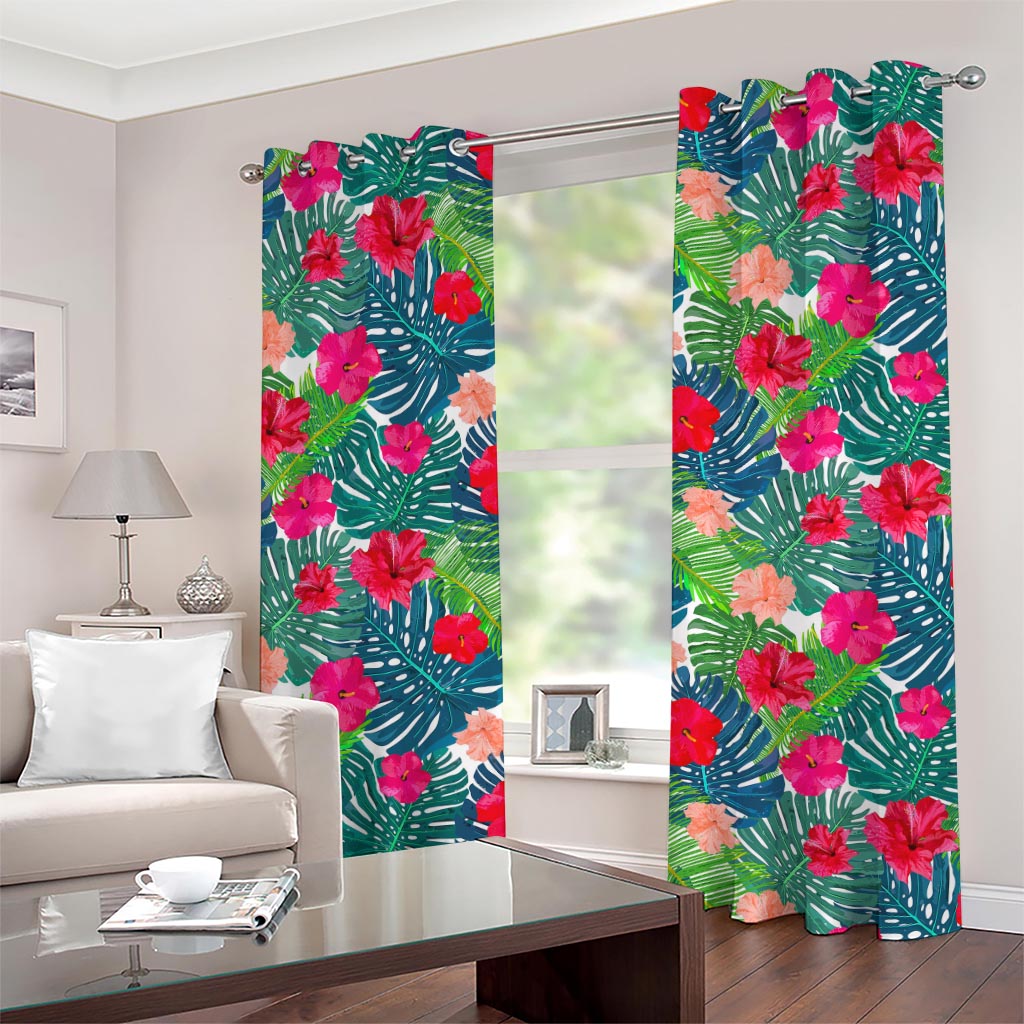 Colorful Hawaii Floral Pattern Print Grommet Curtains