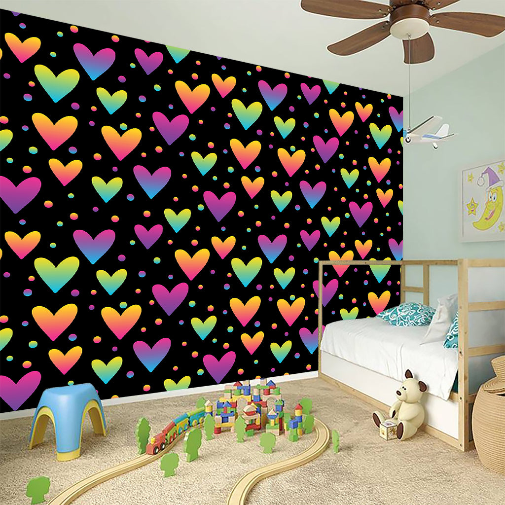 Colorful Heart Pattern Print Wall Sticker