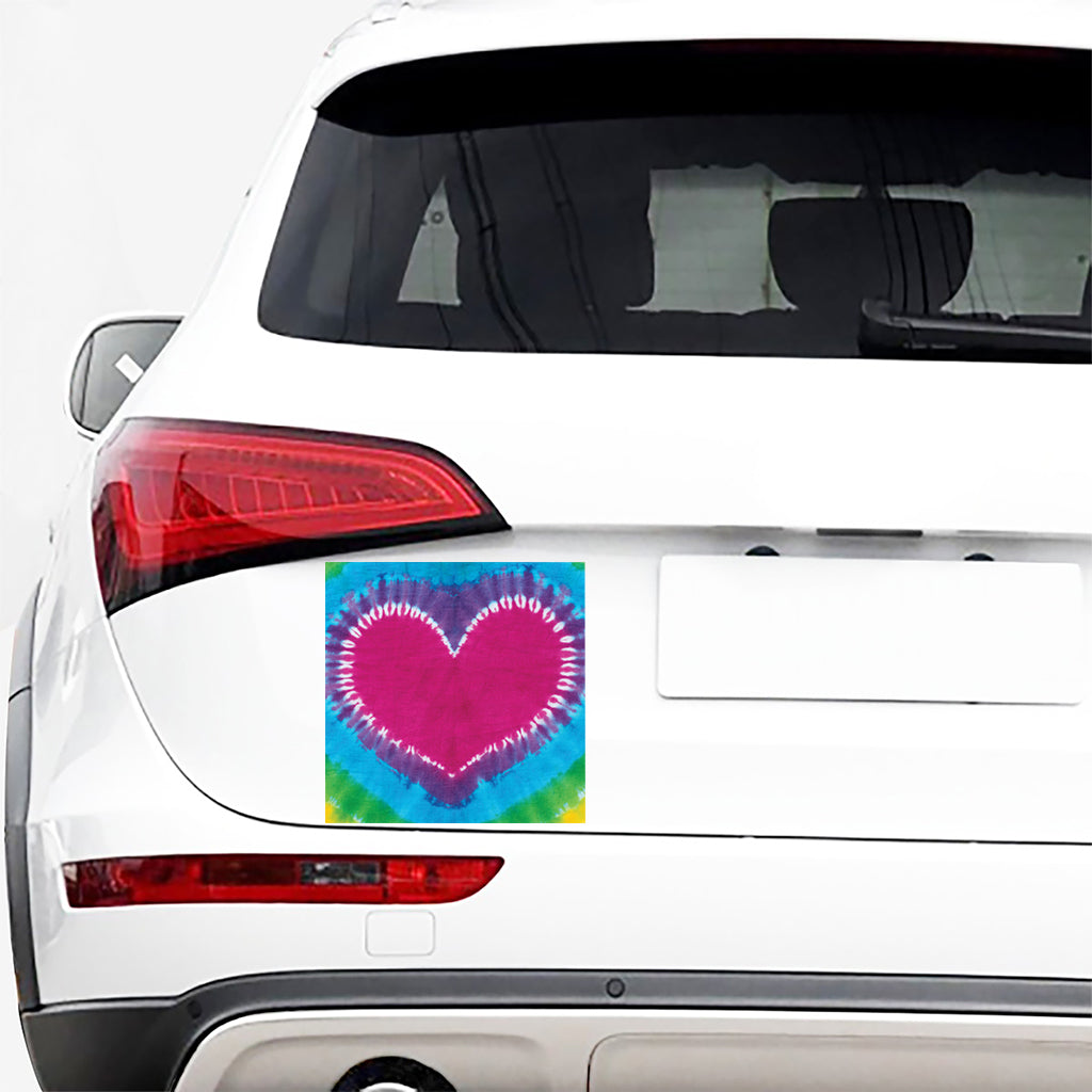 Colorful Heart Tie Dye Print Car Sticker