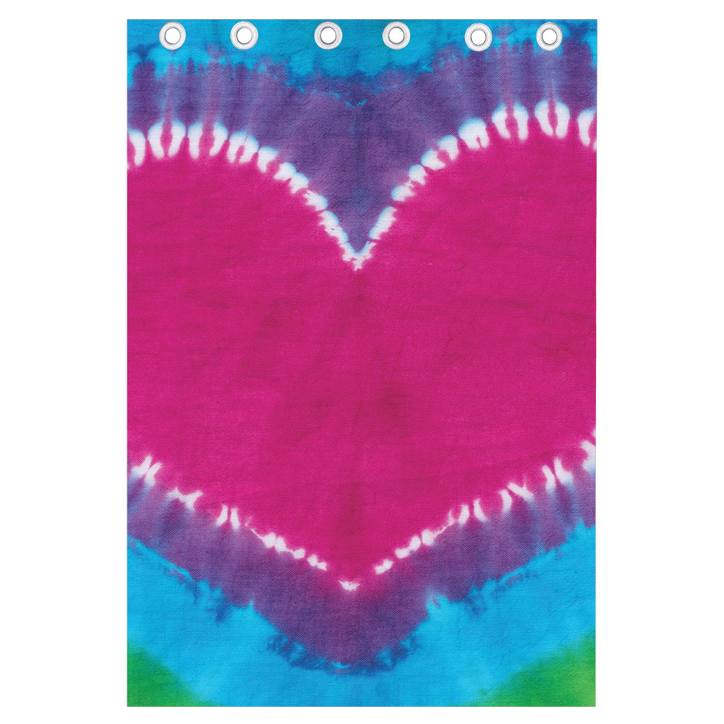 Colorful Heart Tie Dye Print Curtain