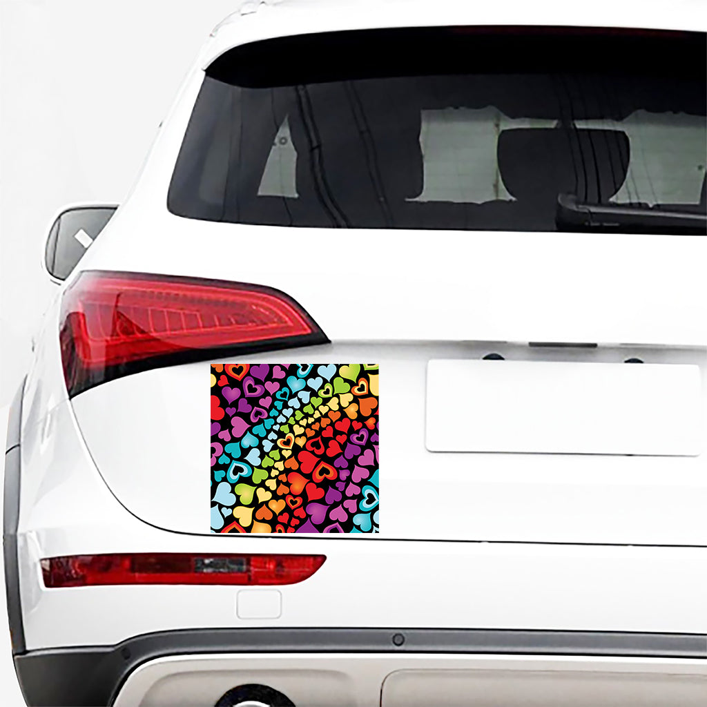 Colorful Heart Wave Pattern Print Car Sticker