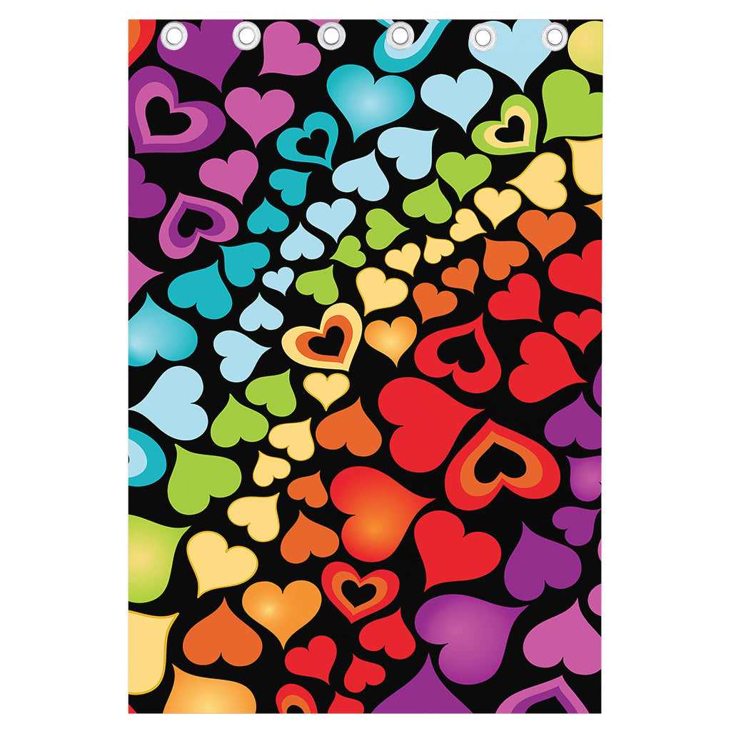 Colorful Heart Wave Pattern Print Curtain