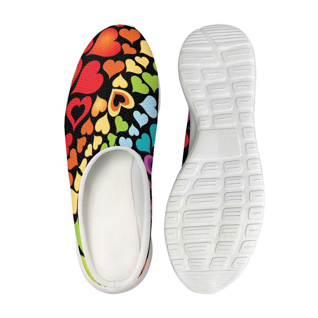 Colorful Heart Wave Pattern Print Mesh Casual Shoes