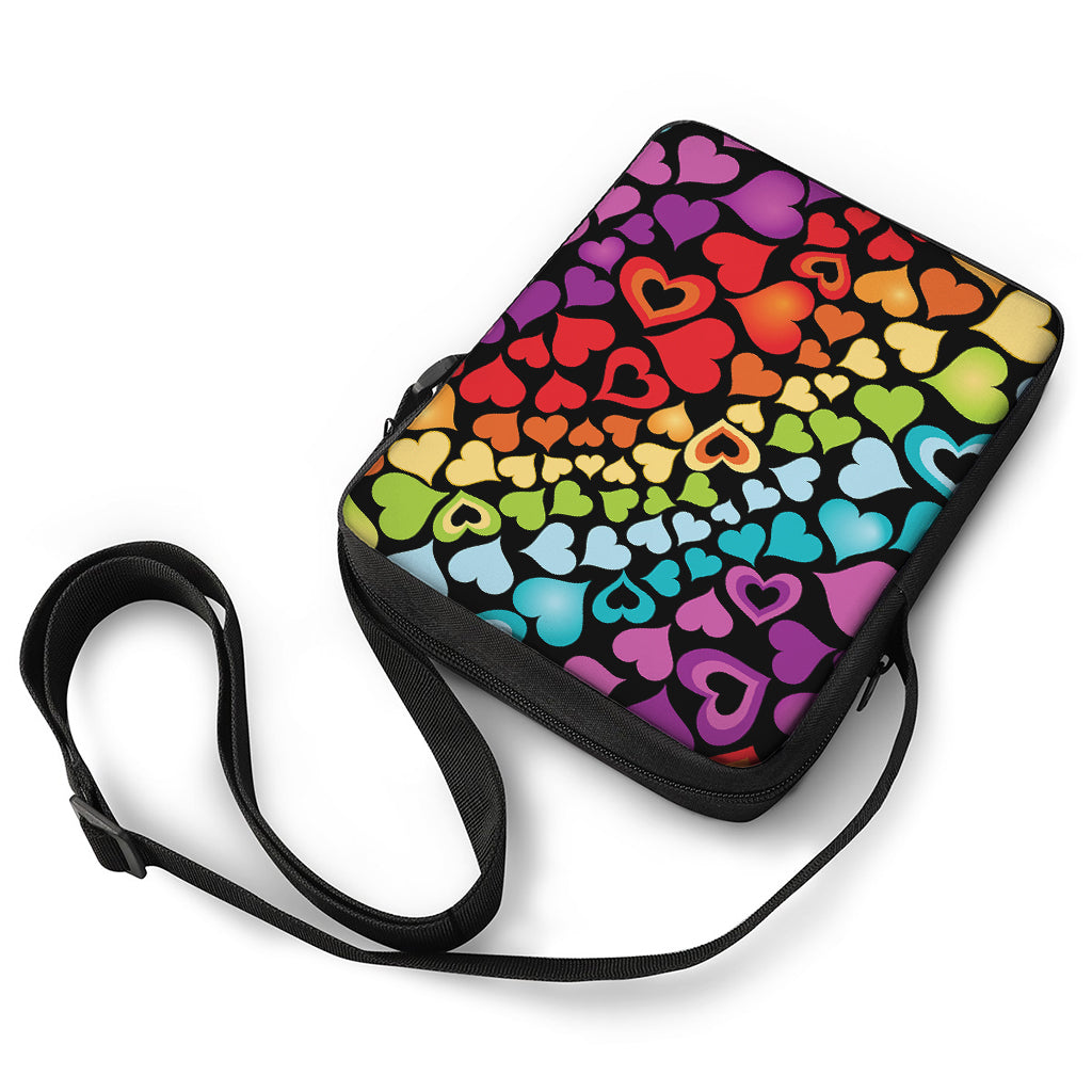 Colorful Heart Wave Pattern Print Rectangular Crossbody Bag