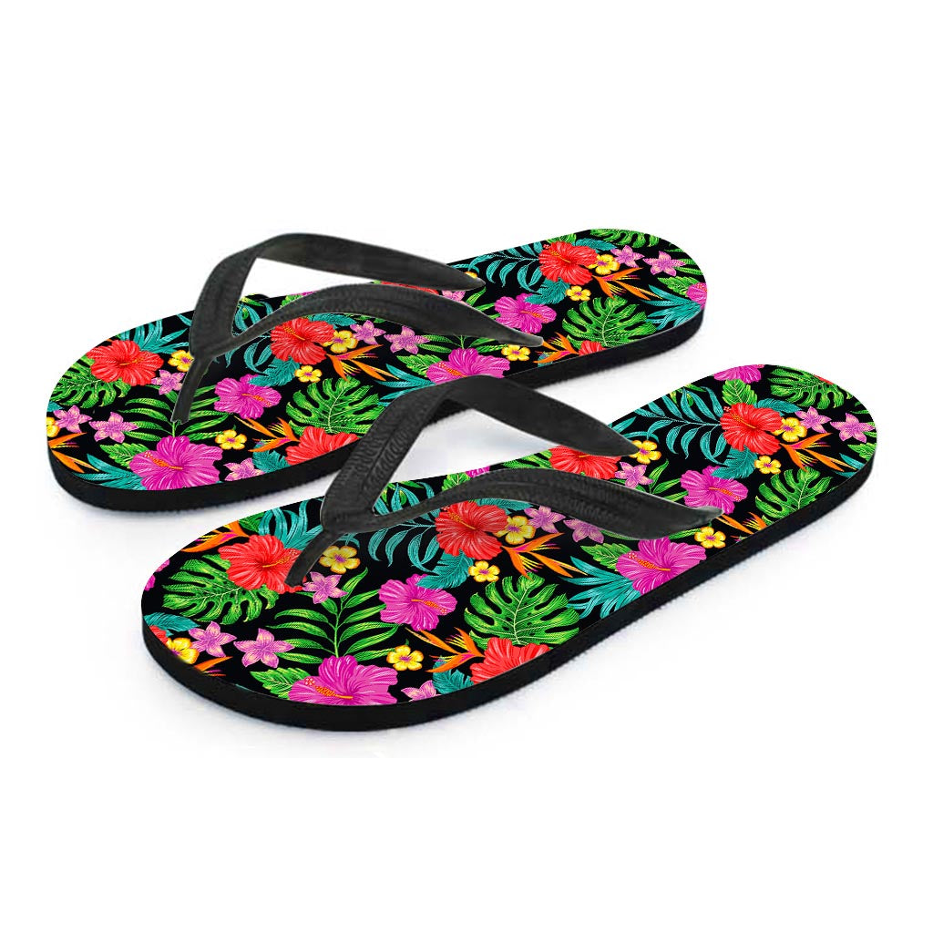 Colorful Hibiscus Flowers Pattern Print Flip Flops