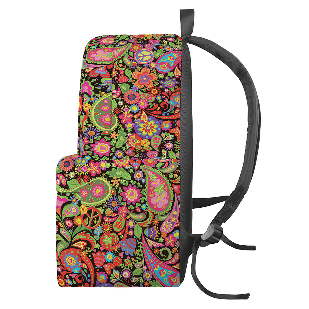 Colorful Hippie Peace Signs Print Backpack