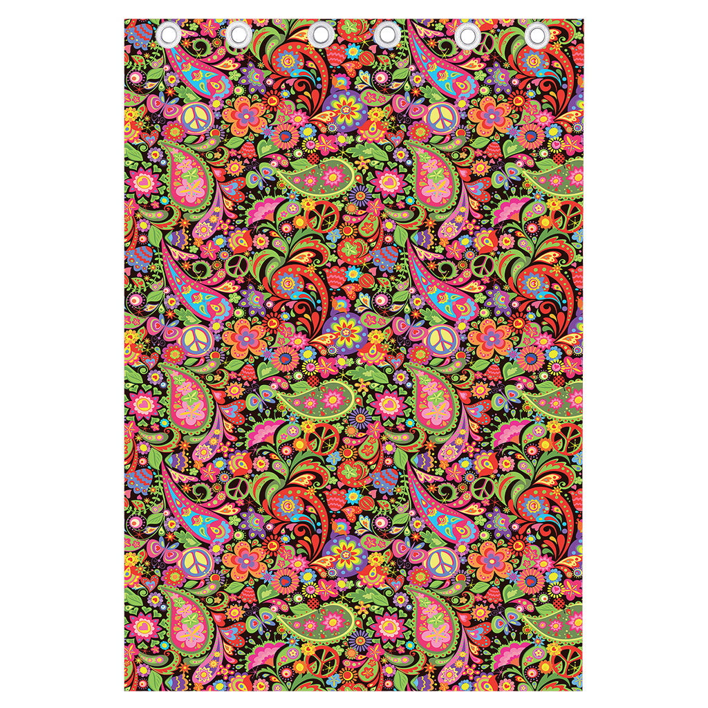 Colorful Hippie Peace Signs Print Curtain