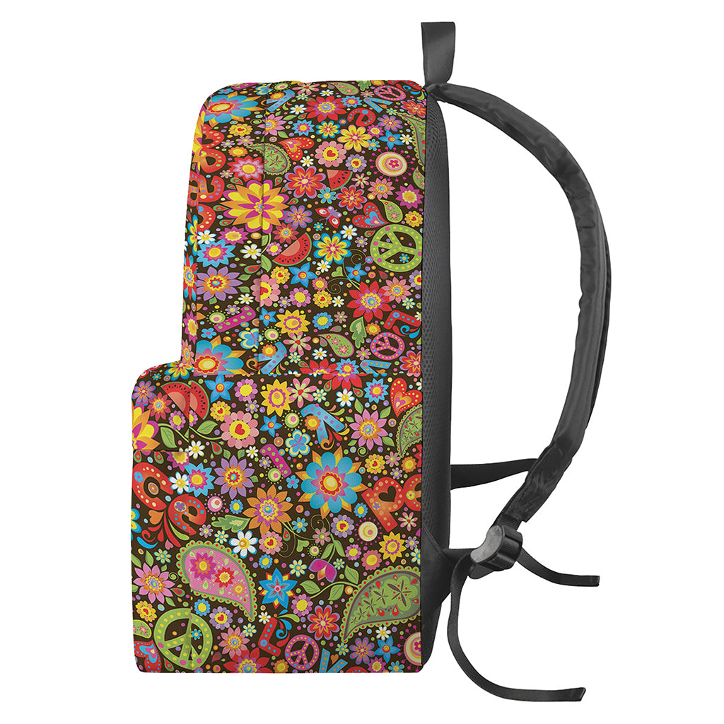 Colorful Hippie Peace Symbols Print Backpack