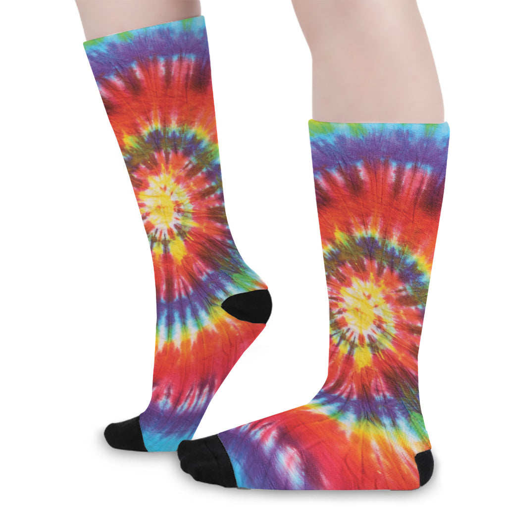 Colorful Hippie Tie Dye Print Long Socks