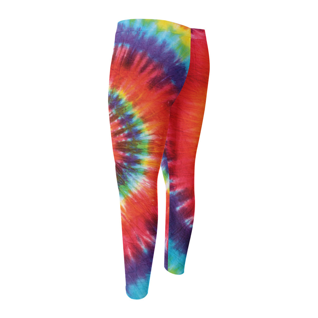 Colorful Hippie Tie Dye Print Men's Compression Pants