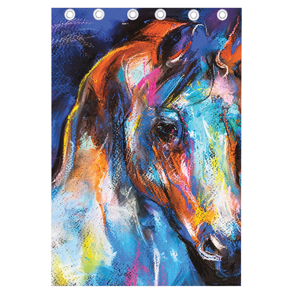 Colorful Horse Painting Print Curtain
