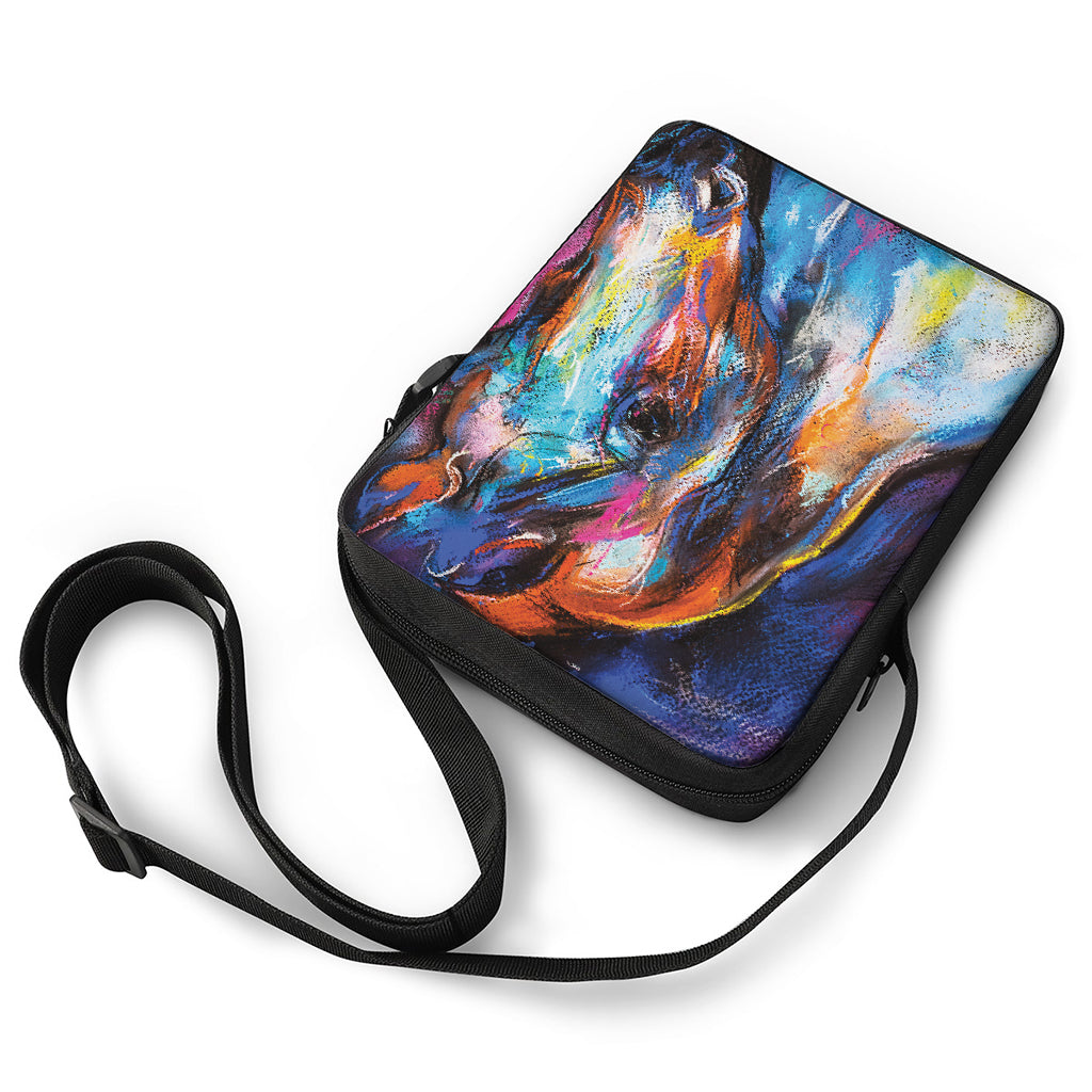 Colorful Horse Painting Print Rectangular Crossbody Bag