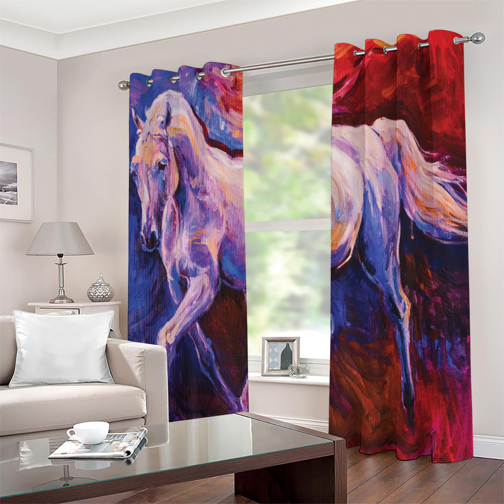 Colorful Horse Portrait Print Extra Wide Grommet Curtains
