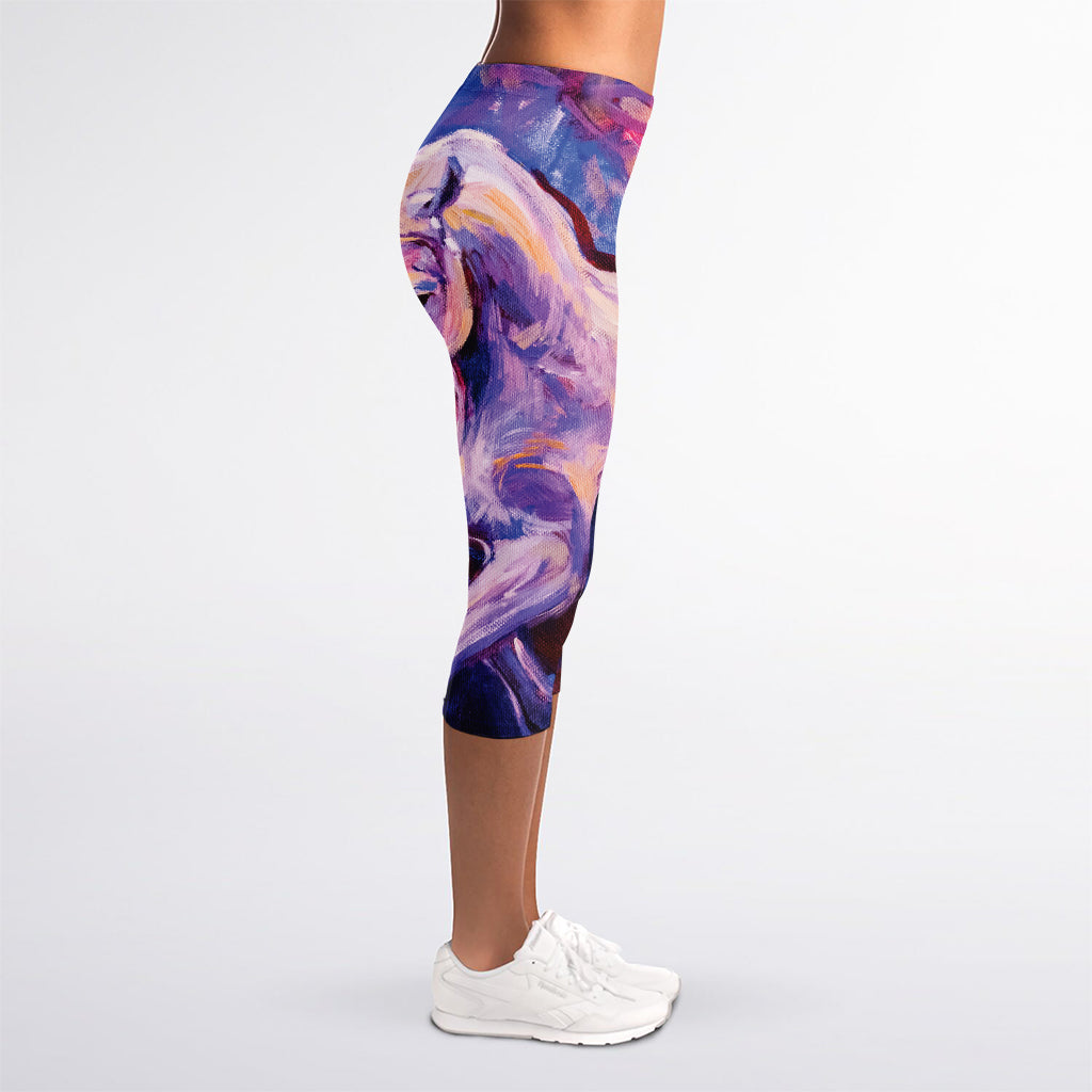 Colorful Horse Portrait Print Women's Capri Leggings