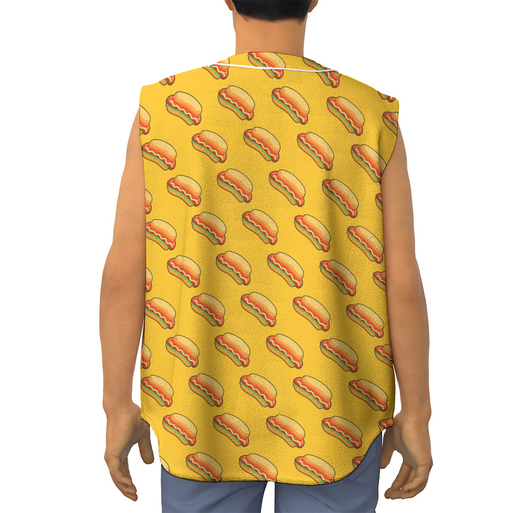 Colorful Hot Dog Pattern Print Sleeveless Baseball Jersey