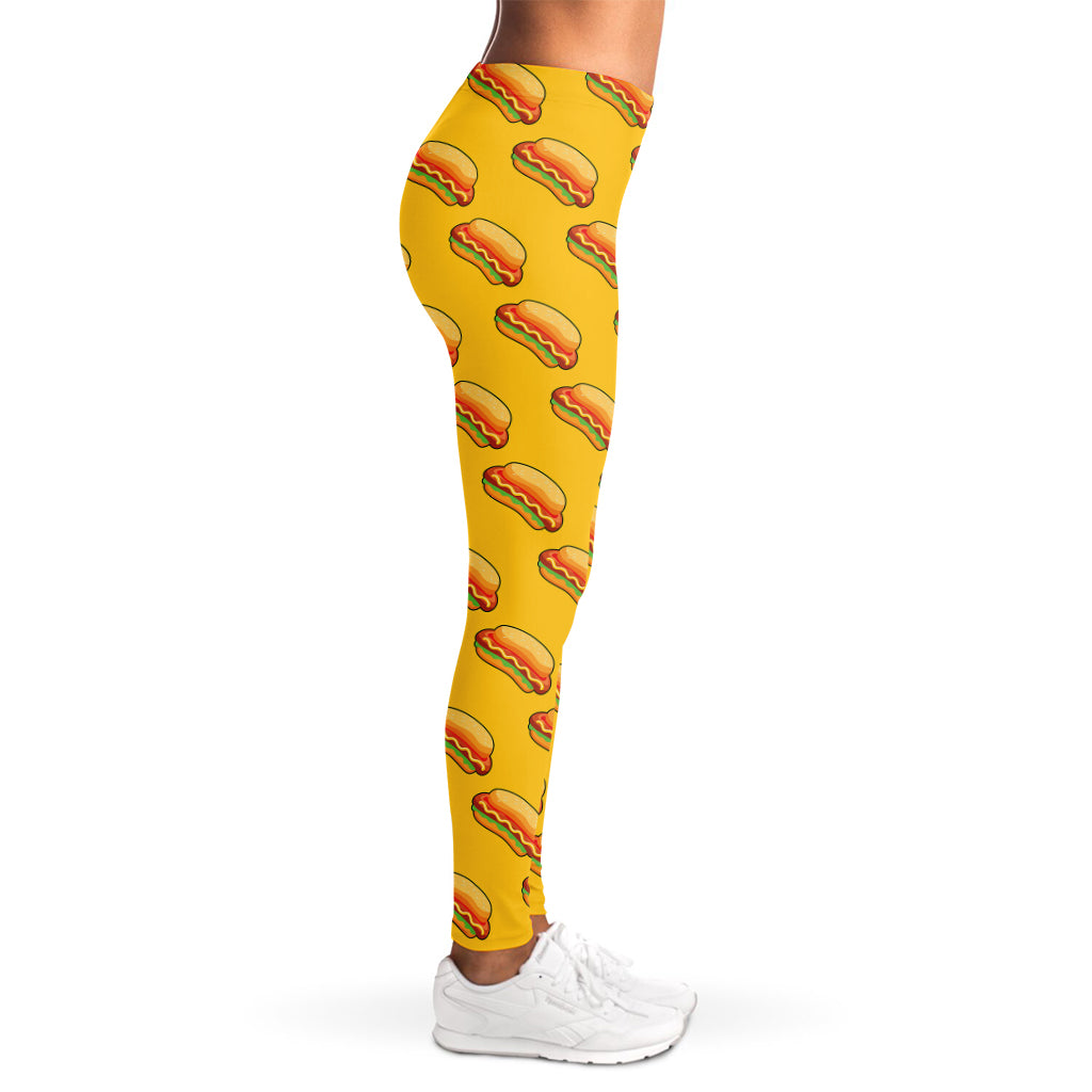 Colorful Hot Dog Pattern Print Women's Leggings