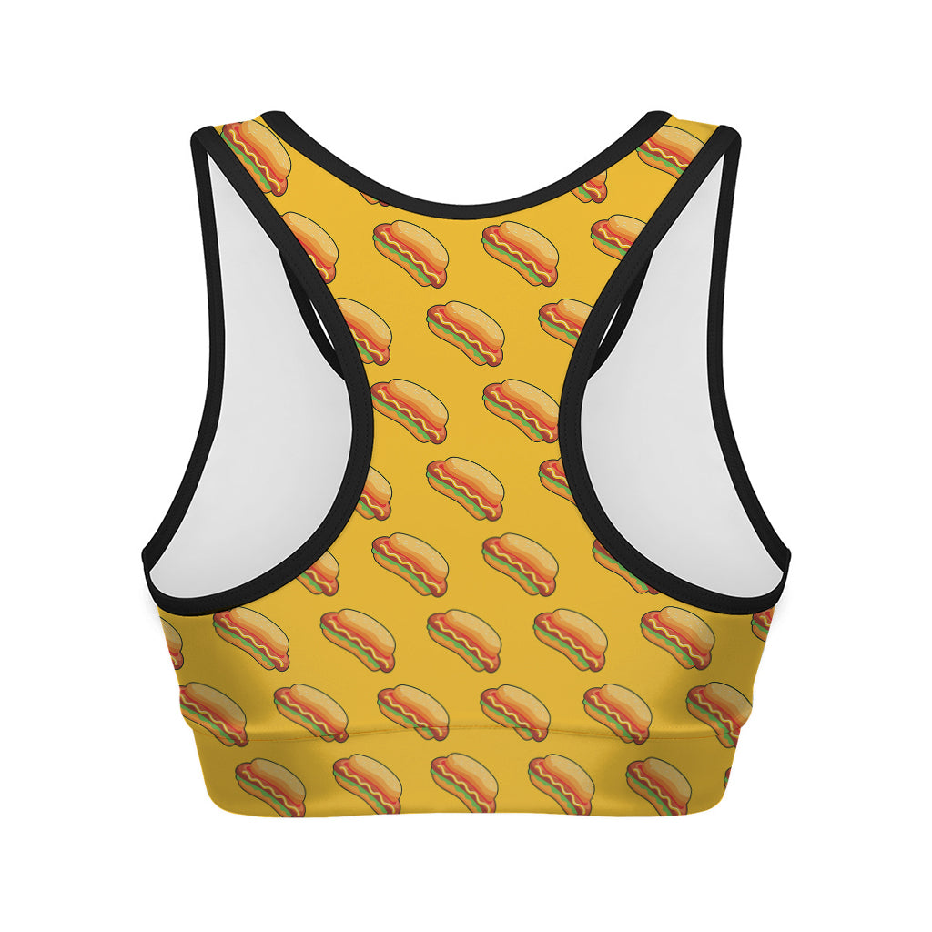 Colorful Hot Dog Pattern Print Women's Sports Bra