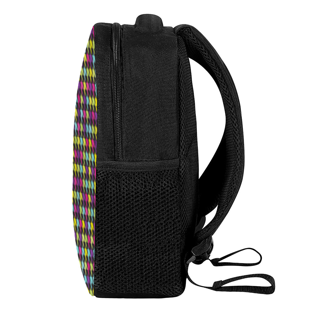 Colorful Houndstooth Pattern Print Casual Backpack