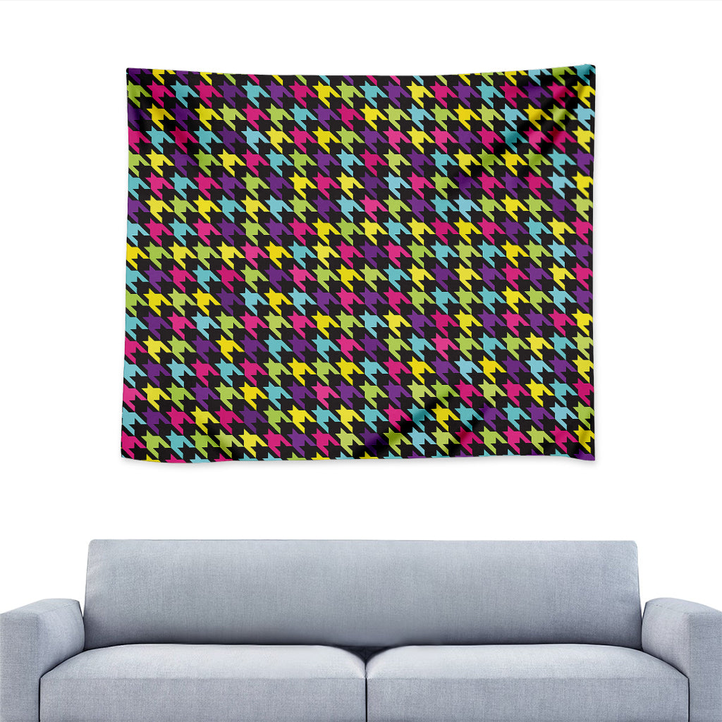 Colorful Houndstooth Pattern Print Tapestry