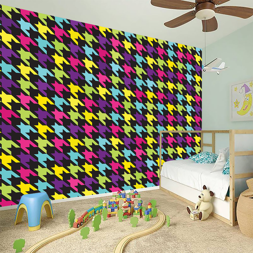 Colorful Houndstooth Pattern Print Wall Sticker