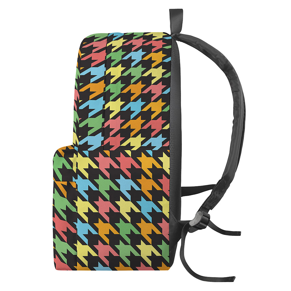 Colorful Houndstooth Print Backpack