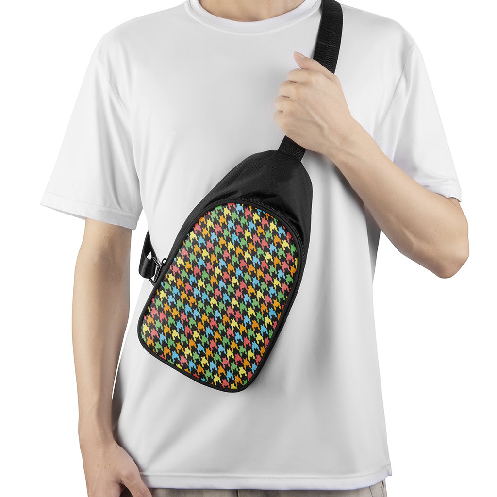 Colorful Houndstooth Print Chest Bag