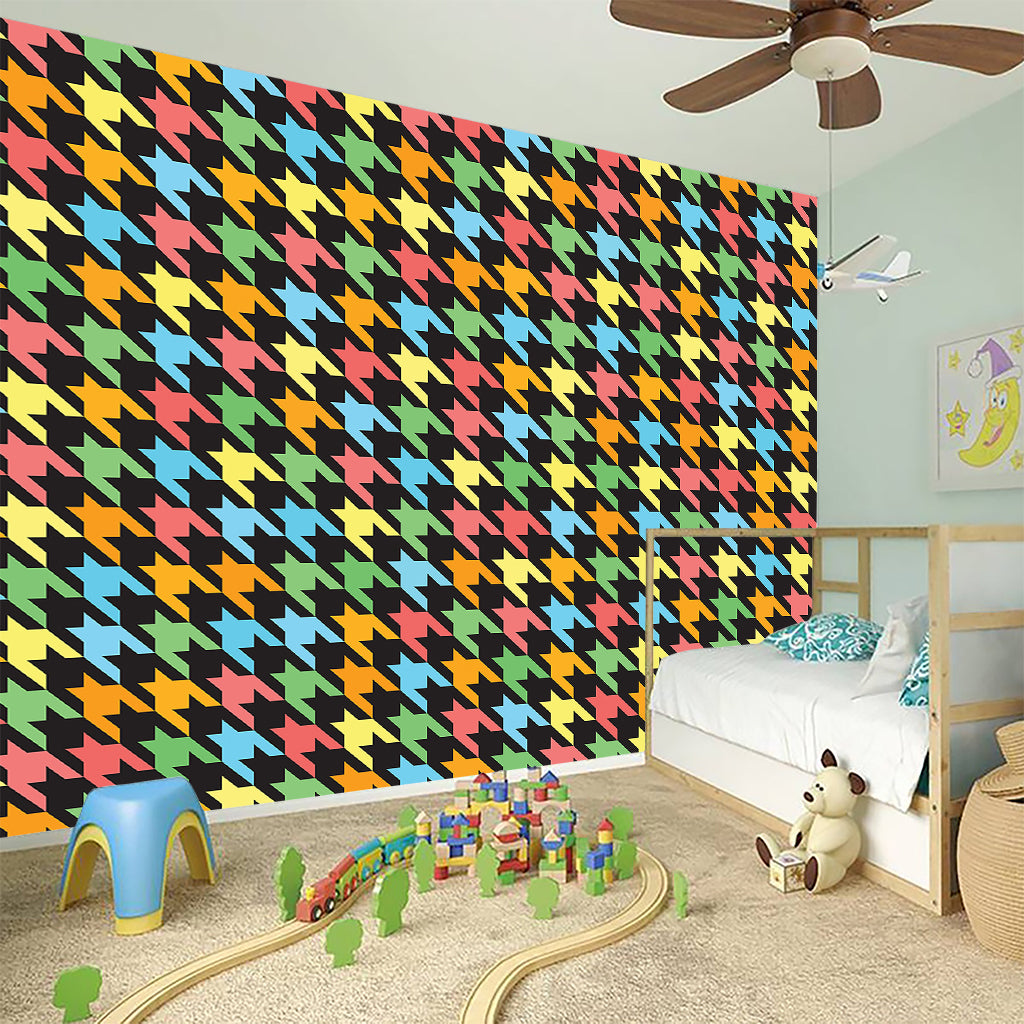 Colorful Houndstooth Print Wall Sticker