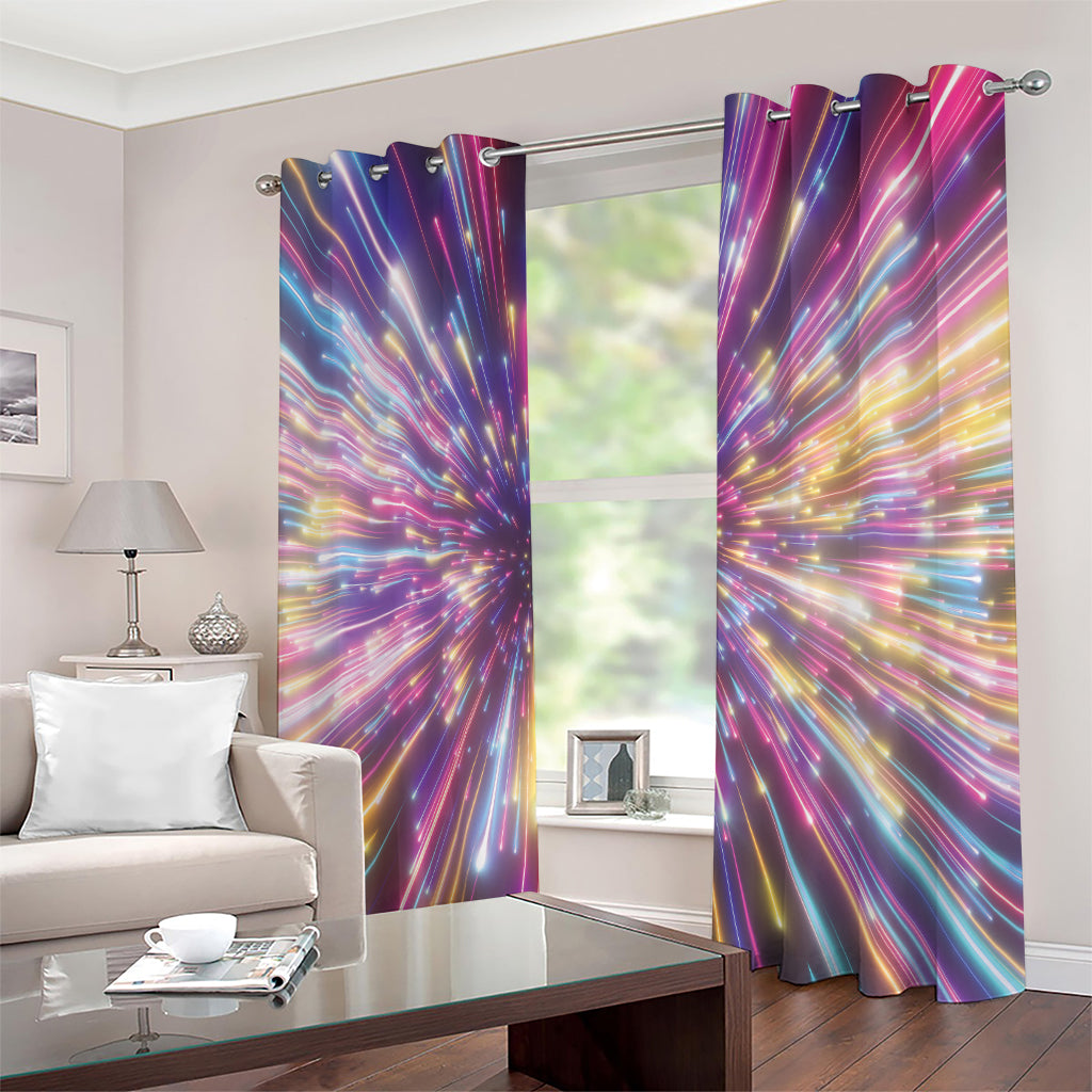 Colorful Hyperspace Print Extra Wide Grommet Curtains