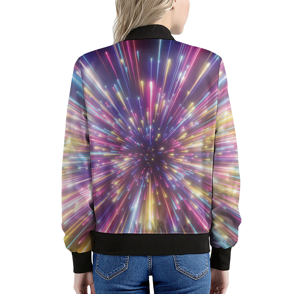 Colorful Hyperspace Print Women's Bomber Jacket