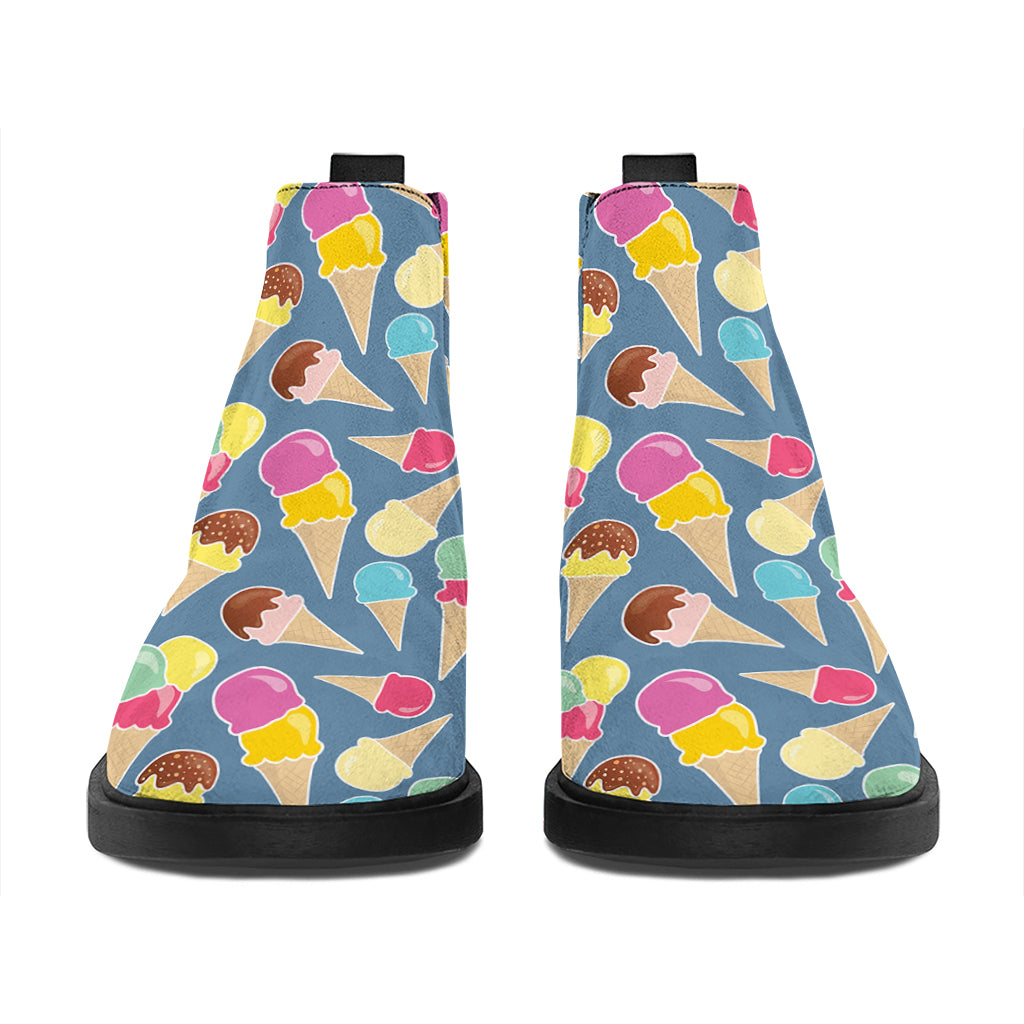 Colorful Ice Cream Pattern Print Flat Ankle Boots