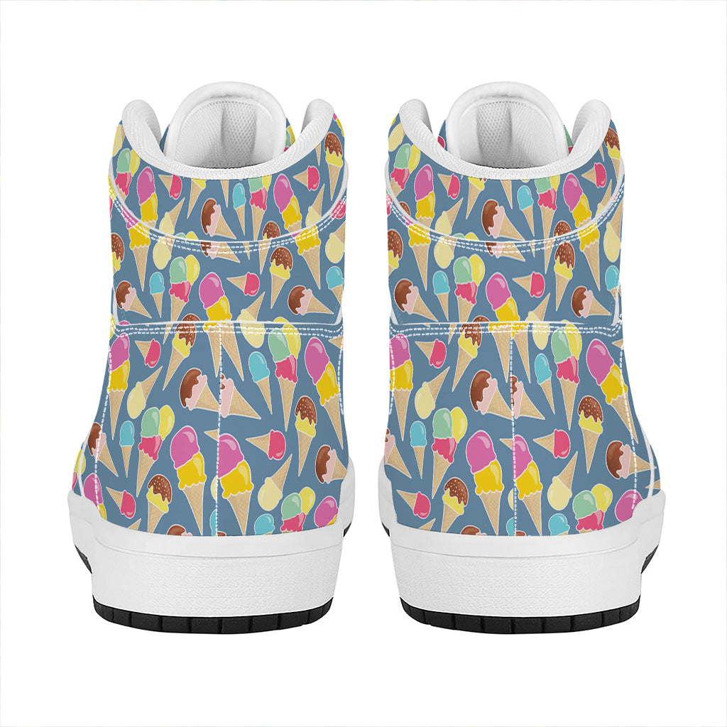 Colorful Ice Cream Pattern Print High Top Leather Sneakers