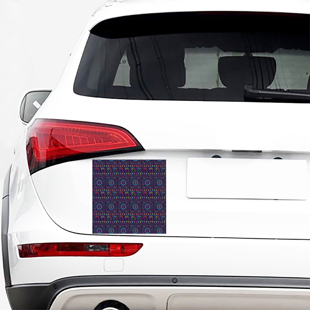 Colorful Indian Elephant Pattern Print Car Sticker