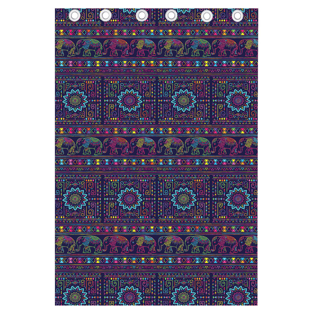 Colorful Indian Elephant Pattern Print Curtain