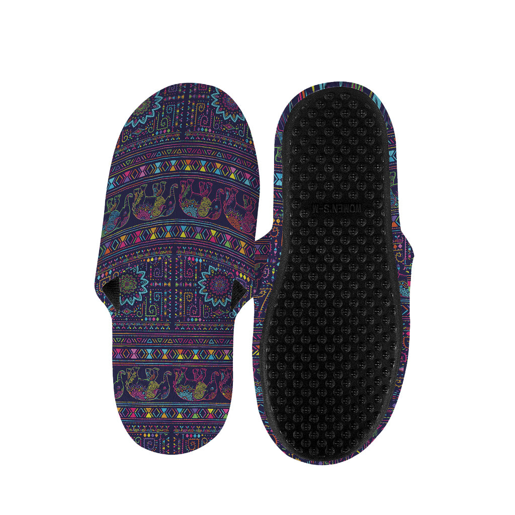 Colorful Indian Elephant Pattern Print Slippers