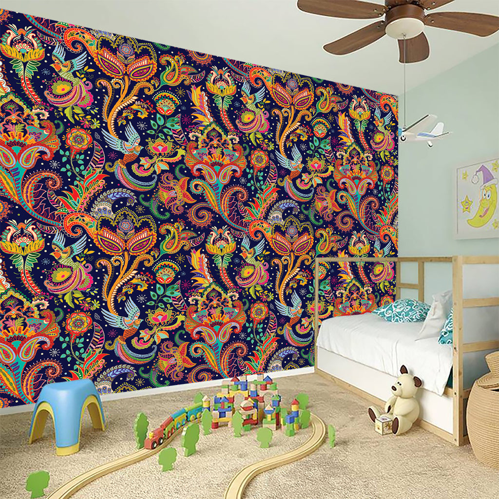 Colorful Indian Paisley Pattern Print Wall Sticker