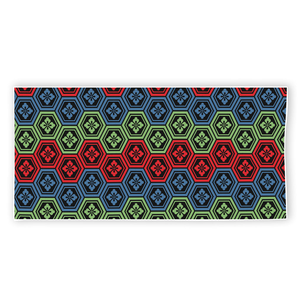 Colorful Japanese Flower Pattern Print Beach Towel