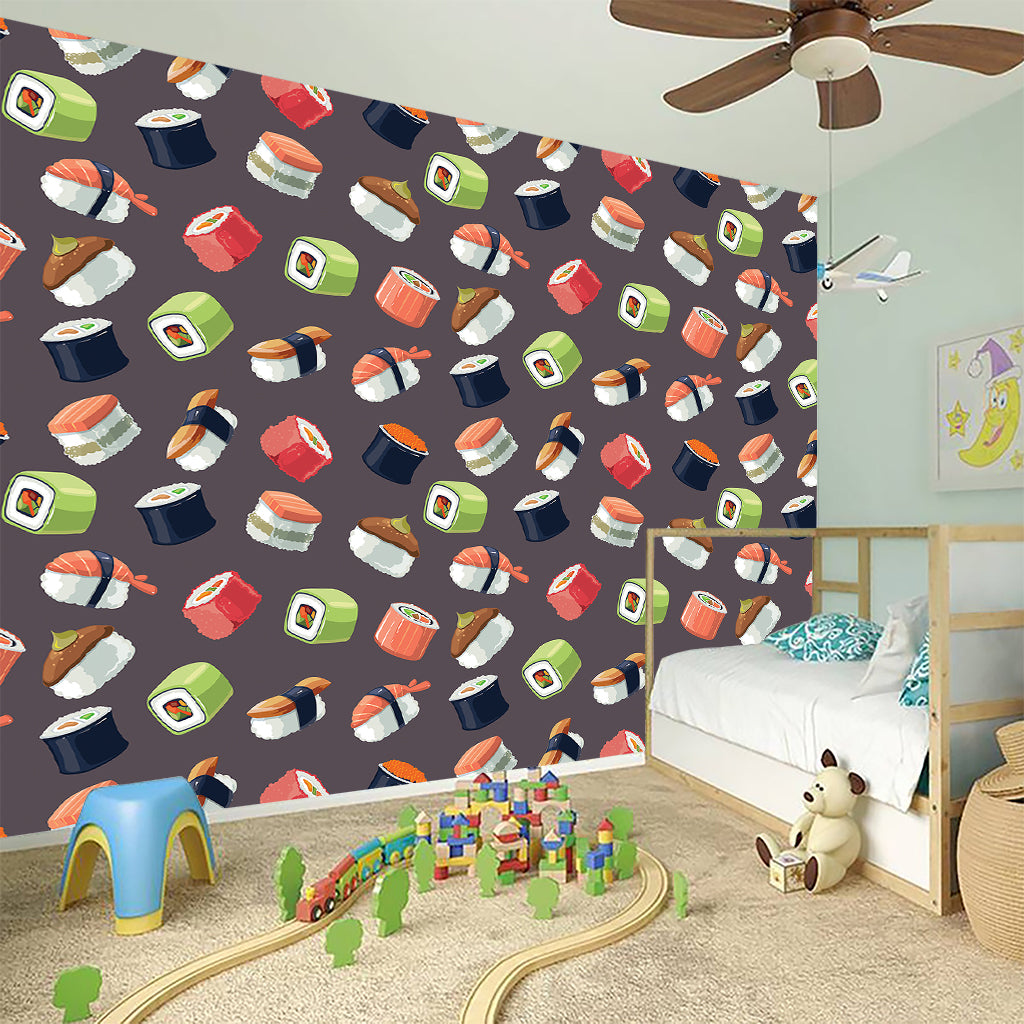 Colorful Japanese Sushi Pattern Print Wall Sticker