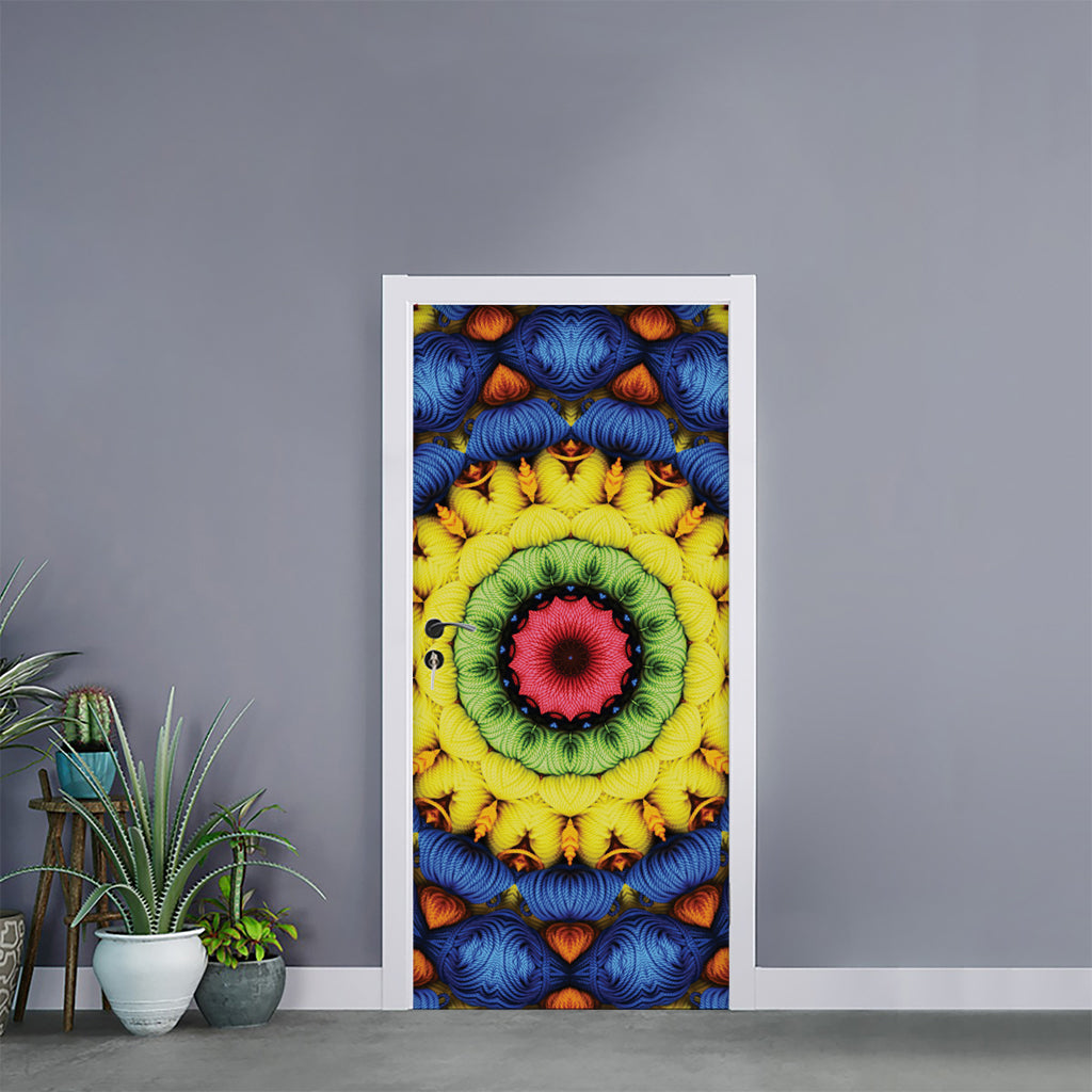 Colorful Kaleidoscope Print Door Sticker