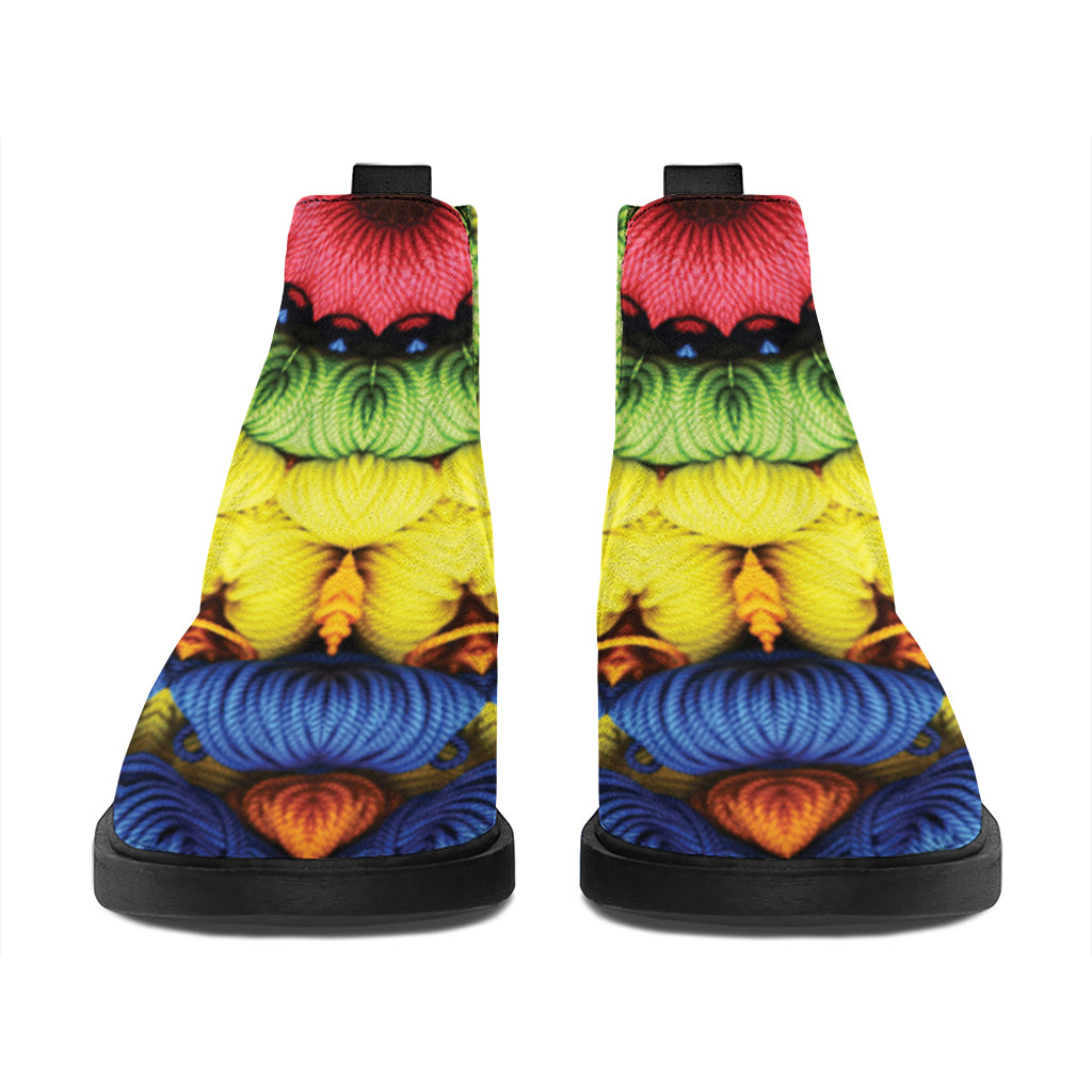 Colorful Kaleidoscope Print Flat Ankle Boots