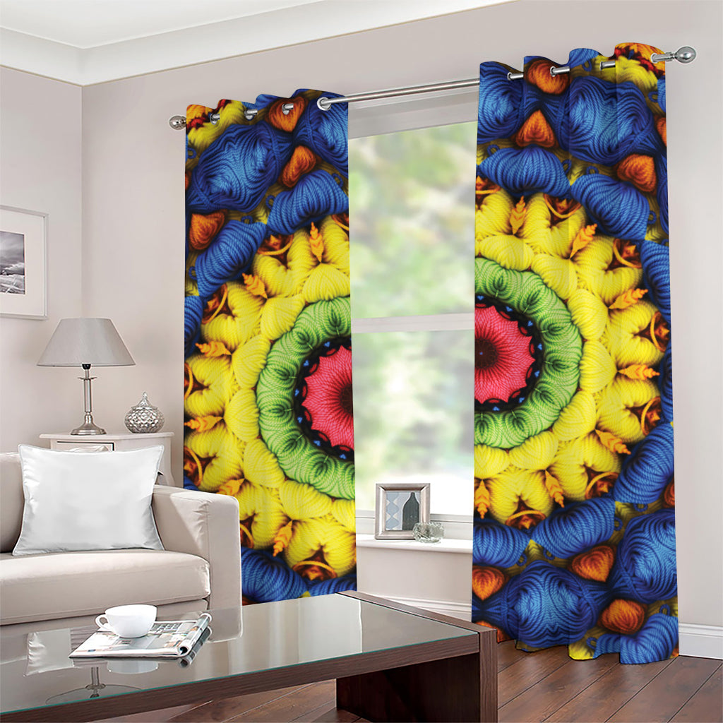 Colorful Kaleidoscope Print Grommet Curtains