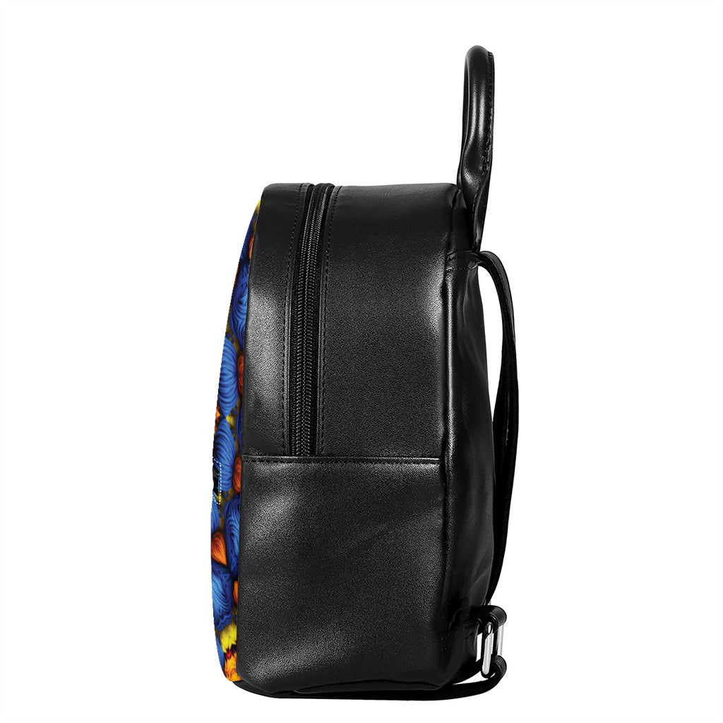 Colorful Kaleidoscope Print Leather Backpack