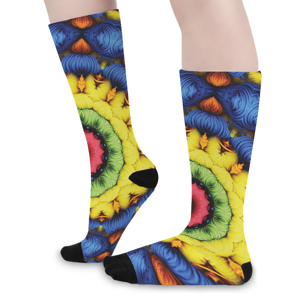 Colorful Kaleidoscope Print Long Socks