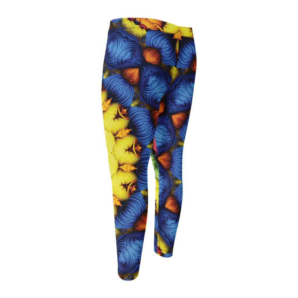 Colorful Kaleidoscope Print Men's Compression Pants