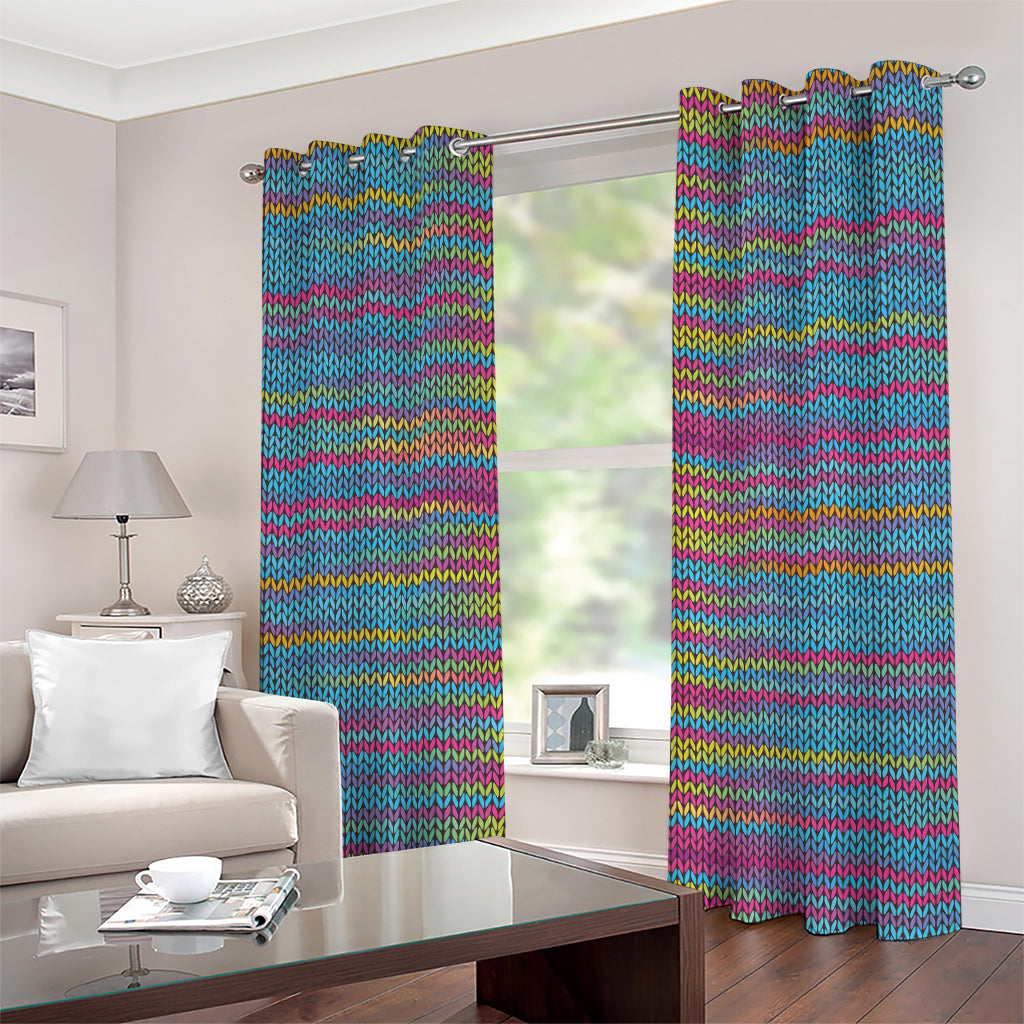 Colorful Knitted Pattern Print Grommet Curtains