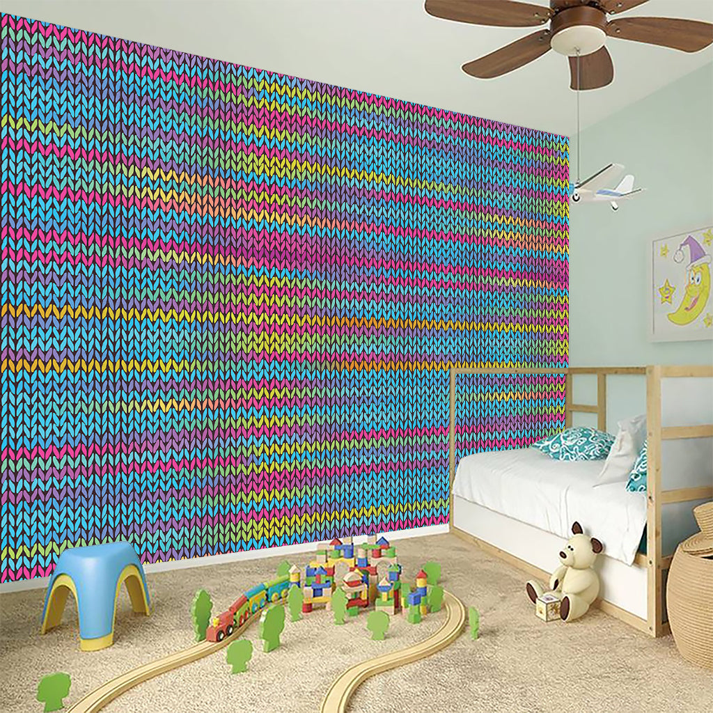 Colorful Knitted Pattern Print Wall Sticker
