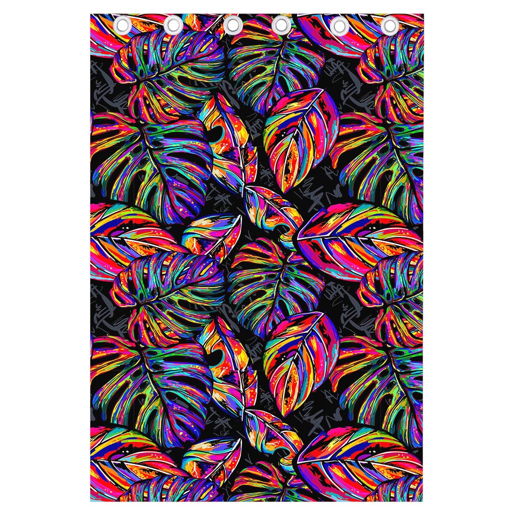 Colorful Leaf Tropical Pattern Print Curtain