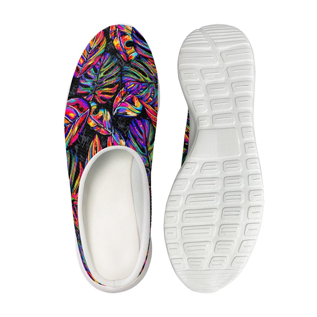 Colorful Leaf Tropical Pattern Print Mesh Casual Shoes