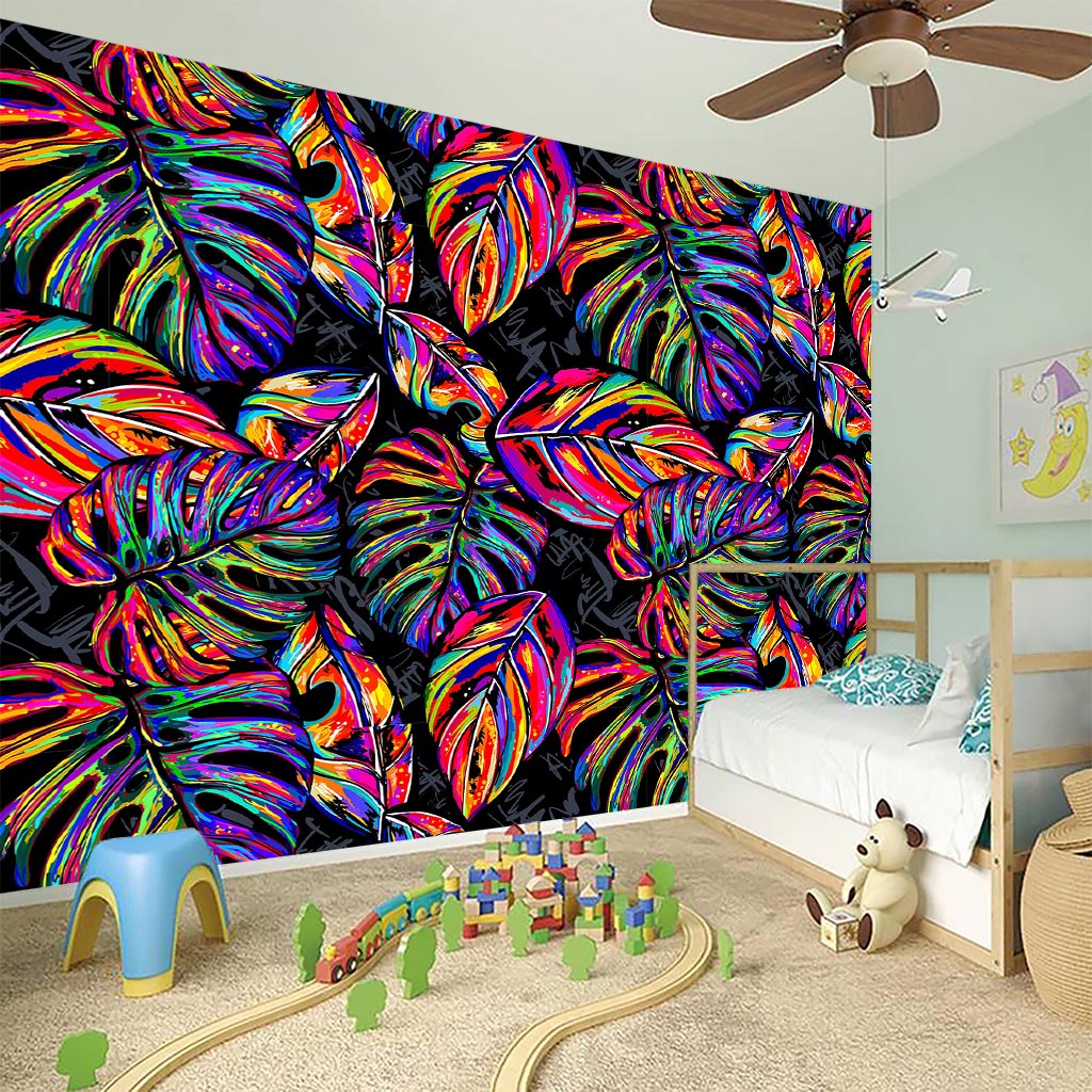 Colorful Leaf Tropical Pattern Print Wall Sticker