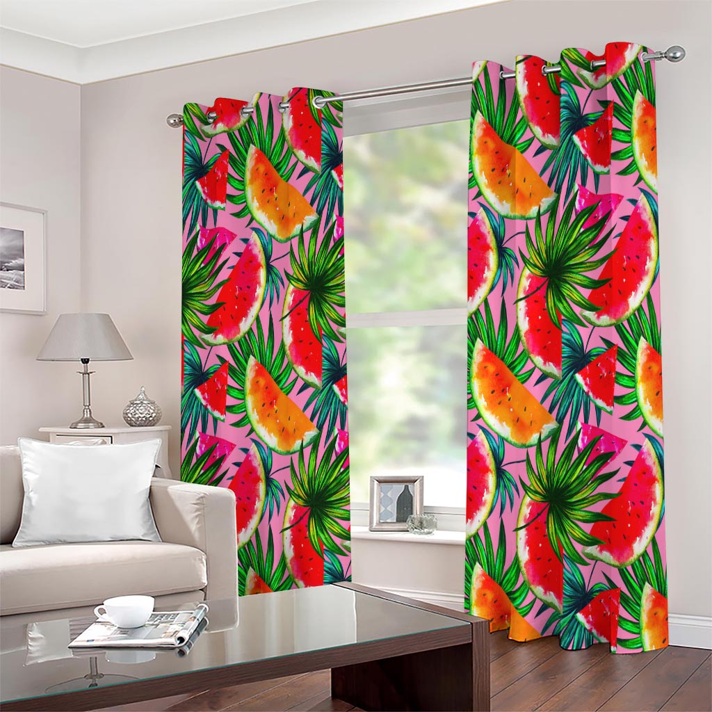 Colorful Leaf Watermelon Pattern Print Extra Wide Grommet Curtains
